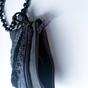黑色手工刺繡拉鍊零錢包：圖片 6