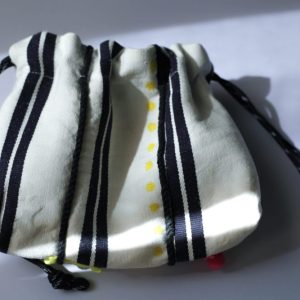 米色條紋手工刺繡束口袋：圖片 5