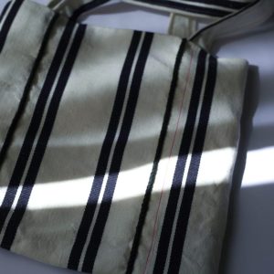 米色條紋手工刺繡環保袋：圖片 2