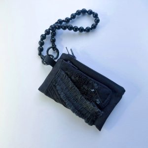 黑色手工刺繡拉鍊零錢包：圖片 2