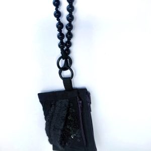 黑色手工刺繡拉鍊零錢包：圖片 4