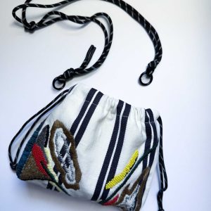 米色條紋手工刺繡束口袋no.1：圖片 4