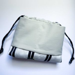 米色條紋手工刺繡束口袋no.2：圖片 11