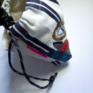 米色條紋手工刺繡束口袋no.1：圖片 7