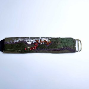 手工刺繡寬/橄欖綠橘珠手環：圖片 8