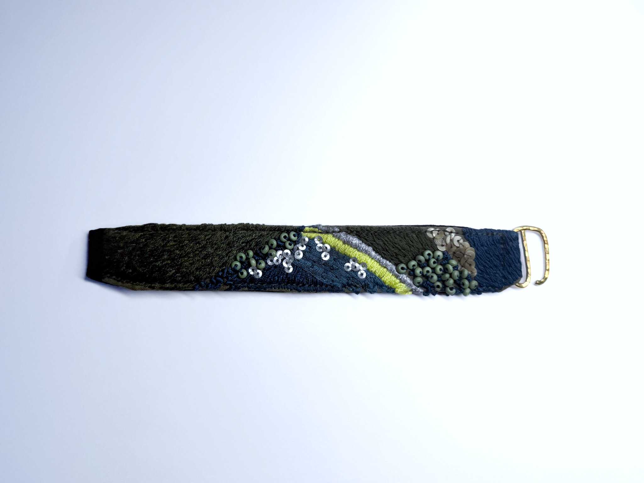 手工刺繡窄/橄欖綠螢光線手環：圖片 8