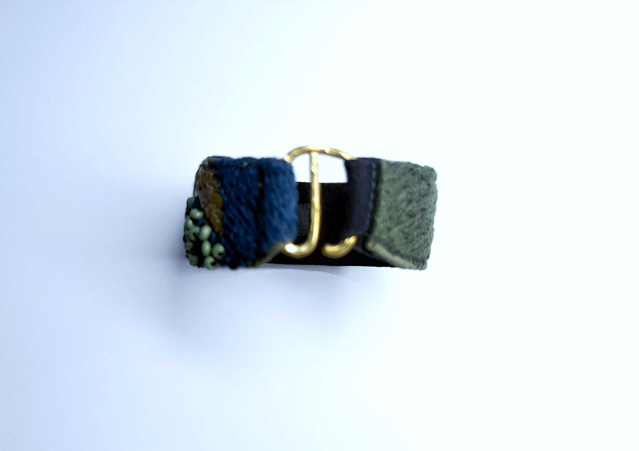手工刺繡窄/橄欖綠螢光線手環：圖片 7