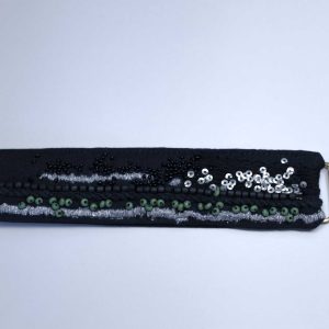 手工刺繡寬/黑綠珠銀亮片手環：圖片 8