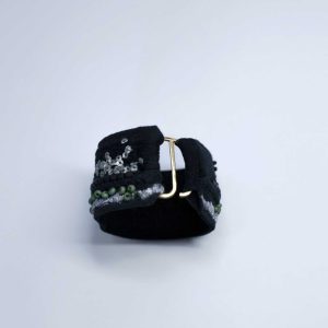 手工刺繡寬/黑綠珠銀亮片手環：圖片 3