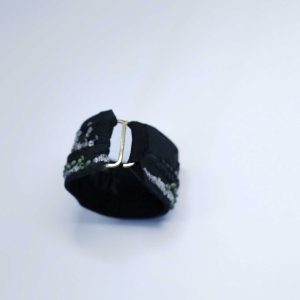 手工刺繡寬/黑綠珠銀亮片手環：圖片 4