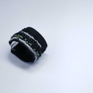 手工刺繡寬/黑綠珠銀亮片手環：圖片 2