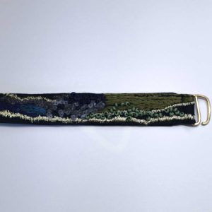 手工刺繡窄/黑金線綠珠手環：圖片 5