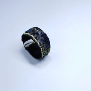 手工刺繡窄/黑金線綠珠手環：圖片 1