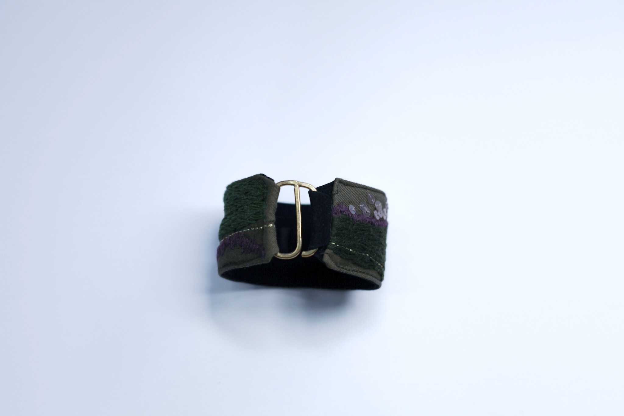 手工刺繡寬/橄欖綠橘珠手環：圖片 6